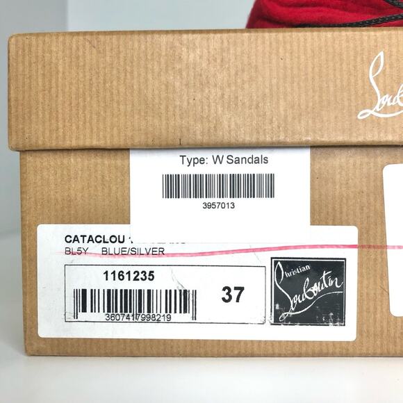 Christian Louboutin Cataclou 140 Jeans Silvers Studded Wedge Platform Sandals 37 - Picture 12 of 13